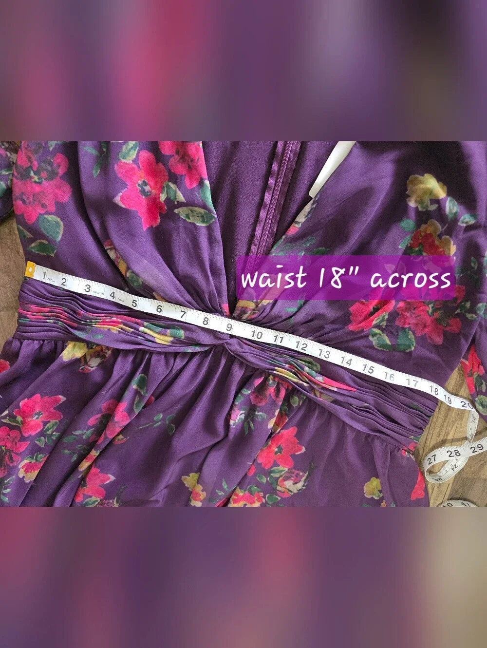 Purple Floral Maxi Dress with Knot Front - Picture 5 of 7